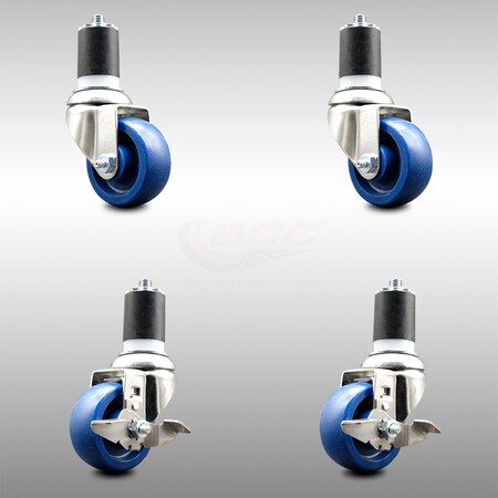 Service Caster 3 Inch 316SS Solid Poly Swivel 1-7/8 Inch Expanding Stem Caster Brake SCC, 2PK SCC-SS316EX20S314-SPUS-2-TLB-2-178